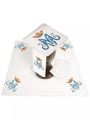 Altar Mass Linens Church Chalice Set Marian Design Pall Corporal Lavabo Purific • $59.72