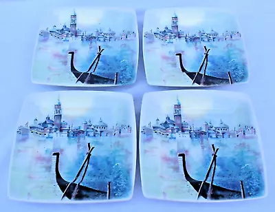 Italian Ceramics Company I.C.C. - VENEZIA - (4) 8 1/4  SQUARE SALAD PLATES • $39.95