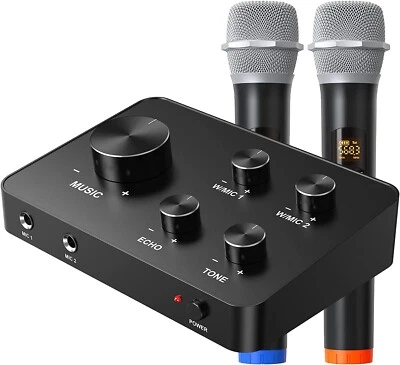 £37.95 • Buy Karaoke Microphone Mixer System Set With Dual UHF Wireless Mic HDMI AUX  #1