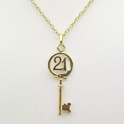 Ladies Pendant 9ct (375 9K) Yellow Gold Ladies Extra Large 21st Key Pendant • £186.65