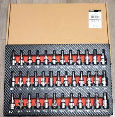 Sunex 37pc Master Bit Socket Set SAE & Metric Hex Torx Etc W/Foam Tray #9737 • $82.99