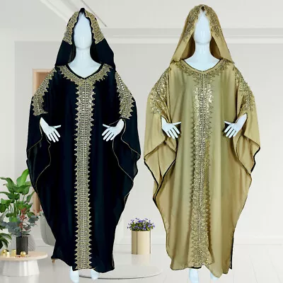 Moroccan Muslim Women Batwing Sleeve Maxi Dress Dubai Abaya Kaftan One Size Robe • $37.57