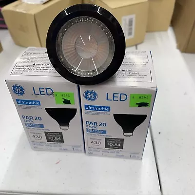 (2) GE PAR20 DIMMABLE FLOOD LED LIGHT BULB 7 Watt Black 430 Lumen S22 • $15.99