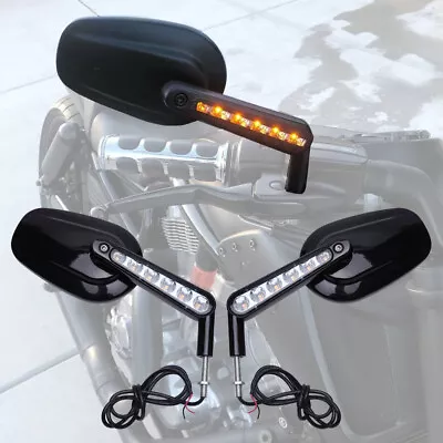 $79.50 • Buy Black Motorcycle LED Side Mirrors W.Turn Signal For Harley V-Rod Muscle VRSCF