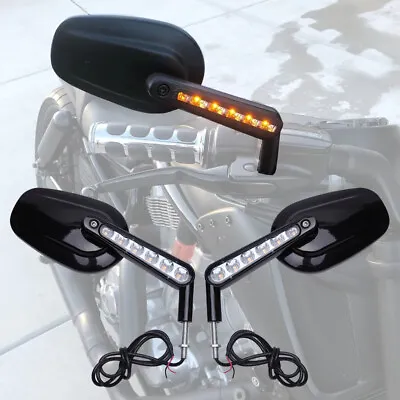 Black Motorcycle LED Side Mirrors W.Turn Signal For Harley V-Rod Muscle VRSCF • $79.50