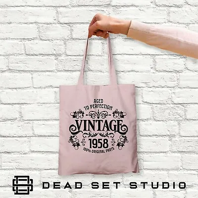 £7.50 • Buy 65th Birthday Gifts For Women - Born 1958 Vintage Birthday Tote Bag