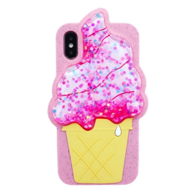 Ice Cream 3D Liquid Glitter Silicone Case Cover For IPhone 7 8 Plus 6 6s 7+ X XS • $6.95
