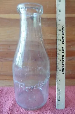 Vintage Borden's Dairy Glass Milk Bottle One Quart Embossed Script WWII Era • $18.38