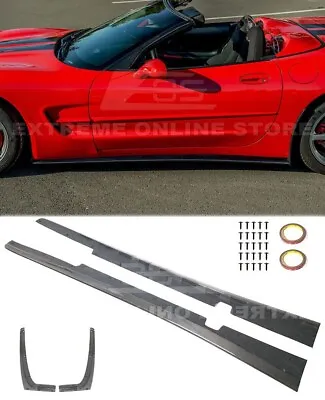 Pair Side Skirts Rocker Panel For 97-04 Corvette C5 ZR1 Style Real Carbon Fiber • $389.98