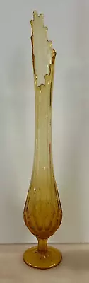 Fenton Vintage Amber Glass Stretch Swung Thumbprint Colonial Footed Vase 18’’ • $39.99