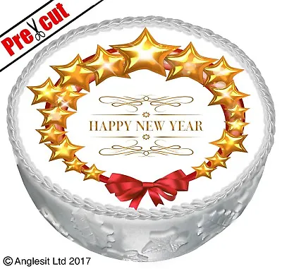 Pre-cut Happy New Year Cake C Xii. Topper 7 / 18cm Edible Wafer Party Decoration • £4.39