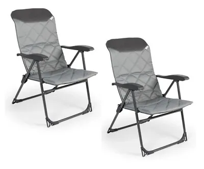 Kampa Skipper Reclining Folding Chair - Grey - 2024 Model X2 (PAIR) • £99.99