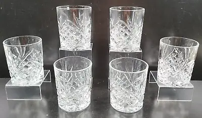 6 Cristal D'Arques Masquerade Double Old Fashioned Set Clear Cut Etch Glass Lot • $69.67