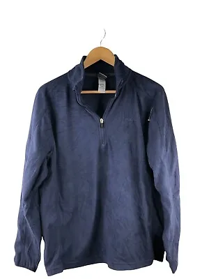 VINTAGE Champion Pullover Jumper Mens Size L Blue Long Sleeve Logo Zip Collared • $39.95