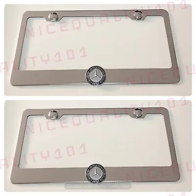 2x 3D Mercedes Benz Stainless Steel Chrome Finished License Plate Frame • $37.50