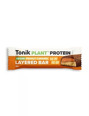 Tonik Plant Protein Layered Bar Vegan Peanut Caramel 50g X 12 • $61.95