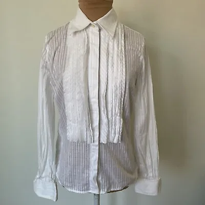 R.E.D. Valentino Vintage White Cotton Edwardian Button Up Blouse Size IT 40 US 4 • £67.51