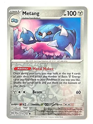 Pokemon - Metang 114/162 - Reverse Holo - Temporal Forces - NM/M • $1.25