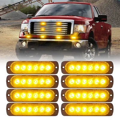 6LED Side Marker Headlight Strobe Lights Bar Emergency Yellow / Amber 8 Pods Set • $33.32