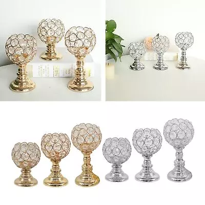 Crystal Candle Holders Silver Golden Candlesticks Table Centerpieces For Dining • £10.06
