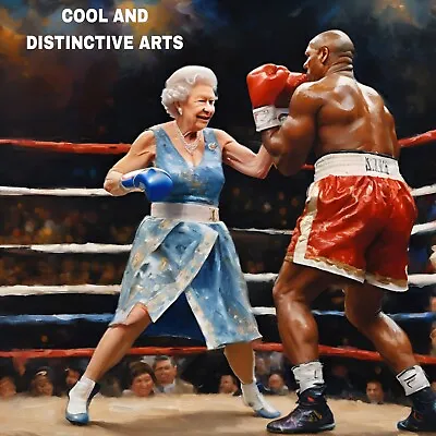 Limited Edition Royal Queen Elizabeth II With Mike Tyson Wall Art Picture Print • £14.99