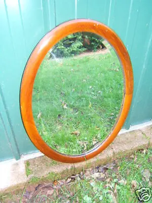 Mirror Vintage Oval Walnut Frame Bevelled Glass MO9 • £49