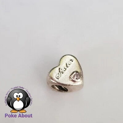 $32 • Buy PANDORA - Sister’s Love Heart Charm Sterling Silver ALE S925 791946PCZ