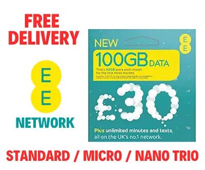 EE SIM Card PAYG Nano/Micro/Standard TRIO SIM CARD Pay As You Go Only Ee/ee UK • £0.99