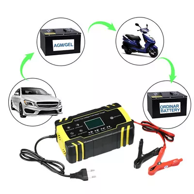 Car Automatic TouchScreen Pulse Repair LCD Lead Acid Battery Charger EU Plug • $35.80