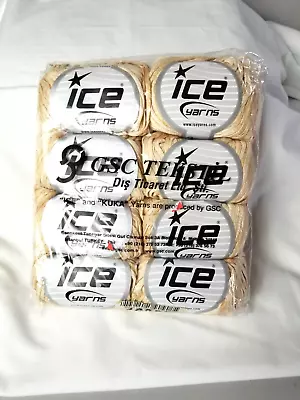 ICE YARNS 8 SKEINS MESH COTTON BEIGE CREAM  MATCHING LOT #s NEW SEALED • $20.99