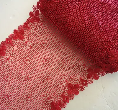 5 Yards 8.5'' Wide Lovely Rayon Venise Lace Trim Fleshcolor Red Zhs64 • $15.99