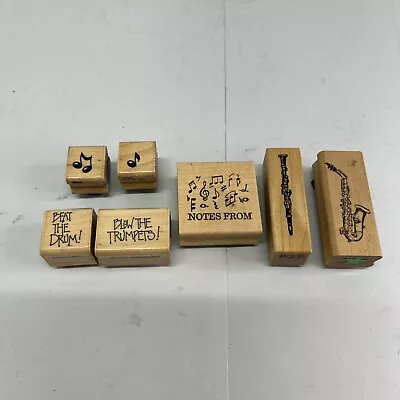 Lot Of 7 Assorted Music Teacher Band Choir Homework Grading Wood Rubber Stamps • $4.99