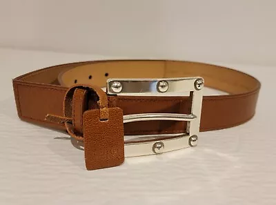 Michael Kors Belt Leather Size Small Brown Large Studded Buckle Hang Tag EUC • $35.99