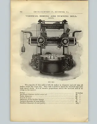 1905 PAPER AD Colburn Machine Tool Co Vertical Boring Turning Mill Horizontal • $14.99