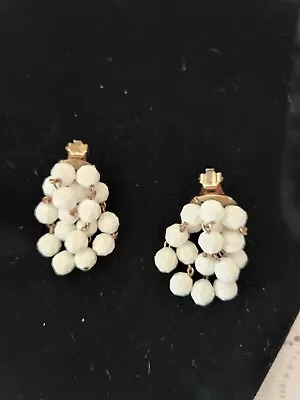 Marilyn Monroe Style Beaded Vintage Clipon Cluster Lucite Earrings • $40