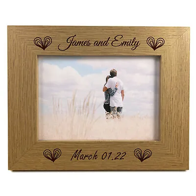 £8.99 • Buy Personalised Wooden Photo Frame Engraved 7X5 Frame Anniversary Gift Wedding Gift