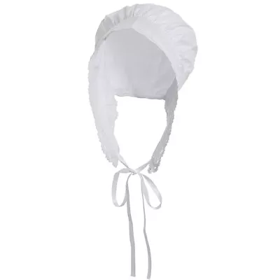 Puritan Women Colonial Hat Lace-Up Bonnet Maid Amish Pionner Bonnet Carnival Hat • $10.79
