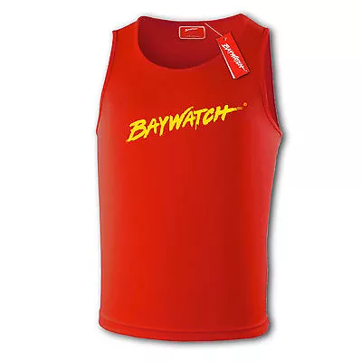 Licensed Baywatch ® Red Cooltex Vest - Mens Shirt Lifeguard Muscle Top Party • £14.33