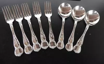 Vintage RODD CAMILLE Part 2AG Silver Plate Cutlery 3 Dessert Spoons 5 Cake Forks • $39.99
