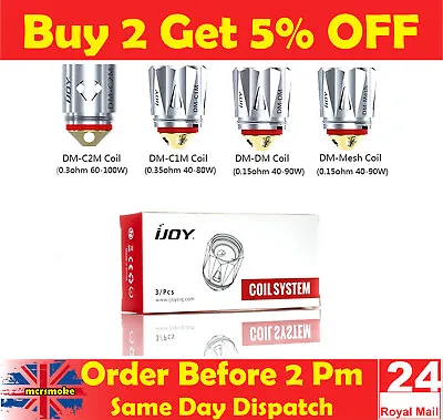 IJoy Coils System DM-DM/Mesh And DMB-DM/Mesh Replacement Coil Pack Of 3 UK Stock • £11.40