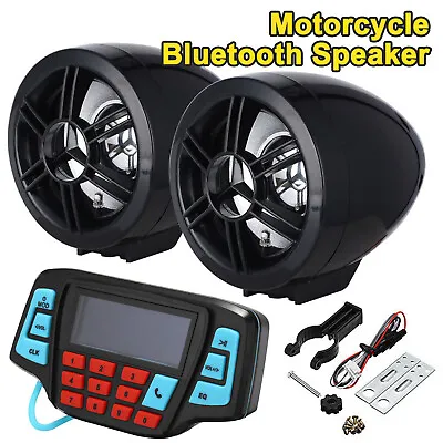 12V Motorcycle ATV Stereo Speakers System Audio Radio Remote Control + Bluetooth • $32.59