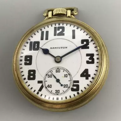 Vintage Hamilton Grade 882 Pocket Watch 51mm 14k Gold Filled 16s 21J • $349.99