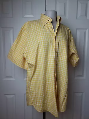 Mens Scott Barber 100% Cotton Sz M Medium Yellow Plaid Casual Short Sleeve B40 • $15