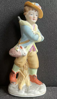 Vintage MARURI JAPAN Porcelain Bisque 5” Boy Hunter • $6.95