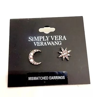 Simply Vera Wang Earrings Mismatched Rhinestone Crescent Moon Star Stud Nwt • $10.99