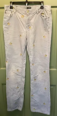 J Crew Embroidered Scottish Terrier Dog Corduroy Pants Sz Tall 8 Cornflower Blue • $19.88