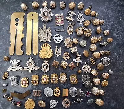 Mixed Collection Of Military Badges Buttons & Other • £20