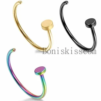 $6.99 • Buy Stainless Steel Body Jewelry Piercing Nose Stud Hoop Ring Men's Women's Unisex