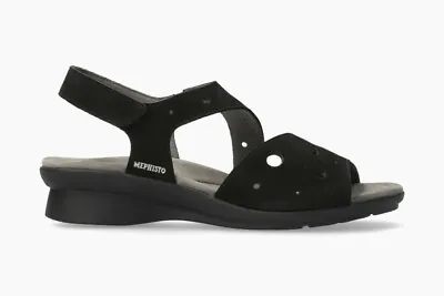 $330 Mephisto Phiby Perf Sandal Air Comfort Black Nubuck Circle Cutout  40 (tb4) • $159.99