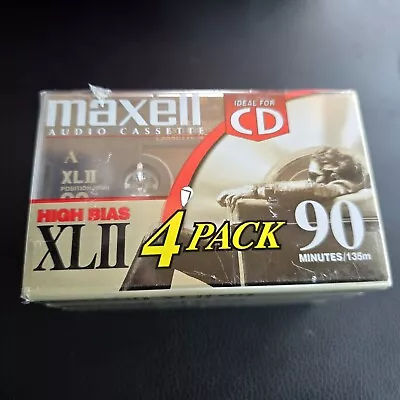 Lot Of 4 MAXELL XLII-S  90 New Blank High Bias Audio Cassette Tapes  New Sealed • $38